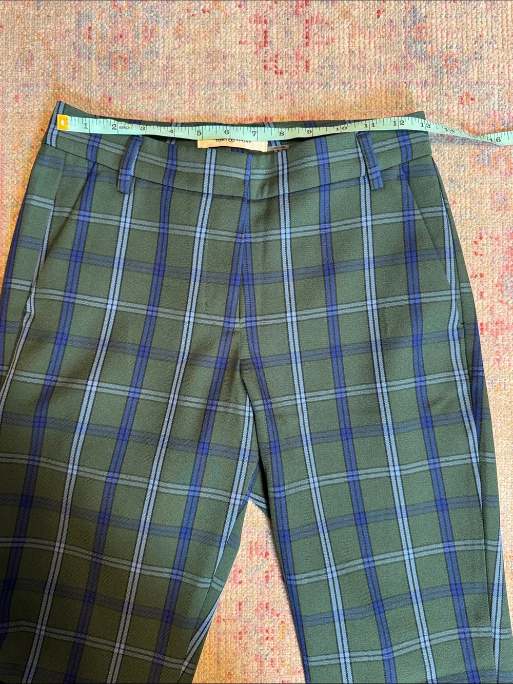 Tory Sport Green & Blue Plaid Tailored Golf Pants